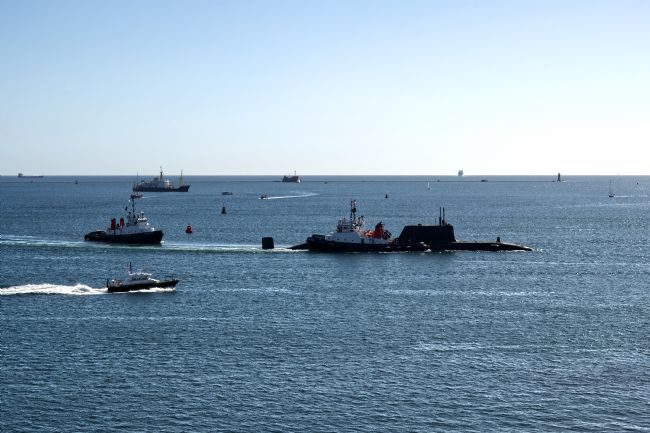 Chris Day | Astute Class SSN under escort on Plymouth Sound
