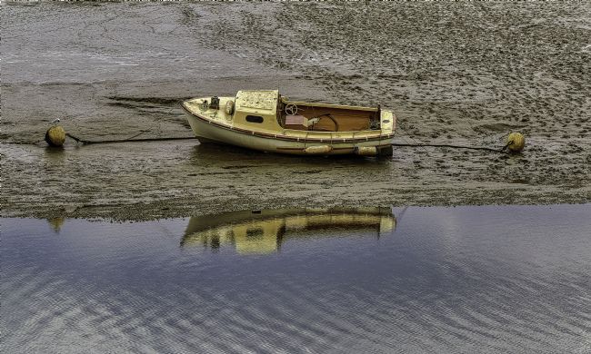 Pauline  Tims | Boat Reflection at Brightlingsea, Essex