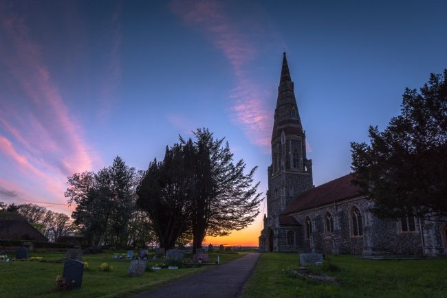 Nick Rowland | Sunset behind St Andrew's Church, Great Finborough