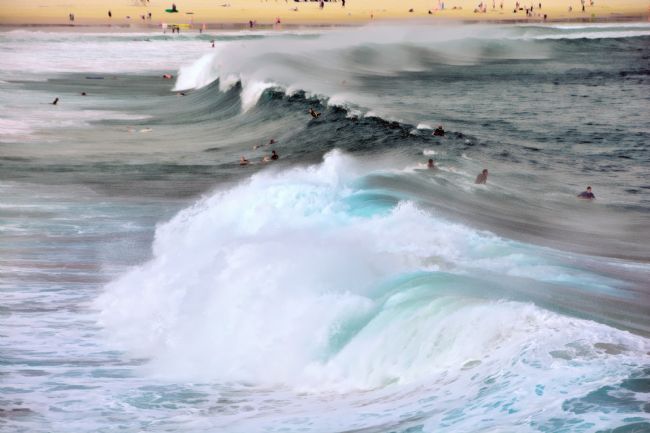 Kaye Menner | Surfing the Wild Seas - Bondi Beach Australia