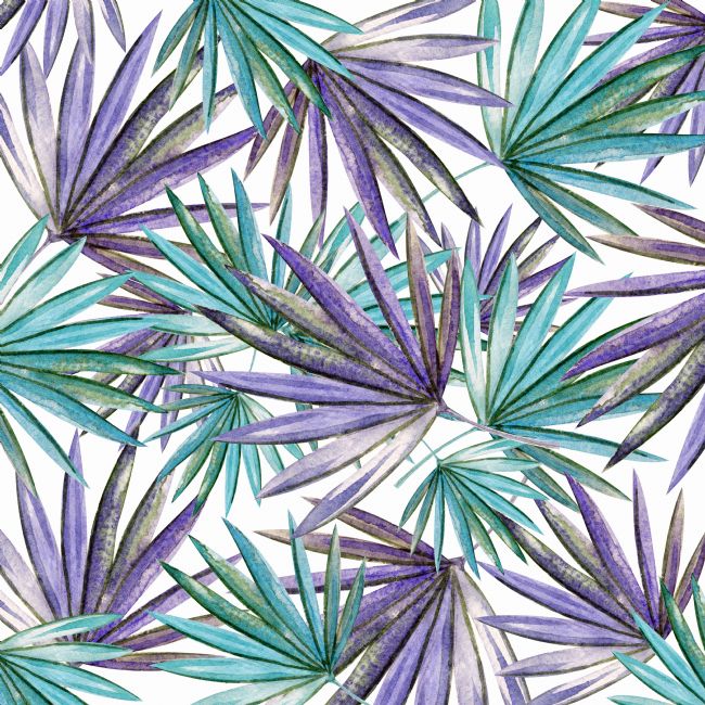 Kaye Menner | Aqua Purple Palm Pattern
