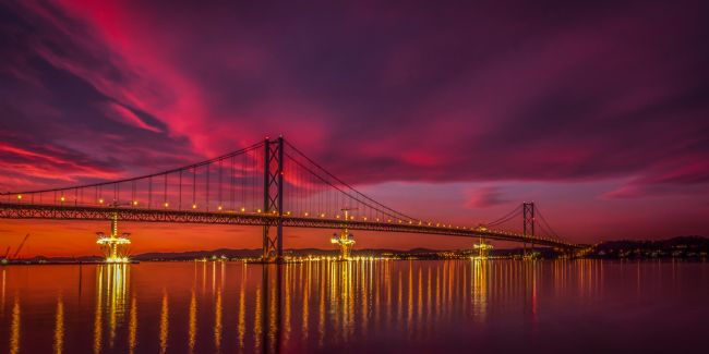 Cyndy Duff | Sunset At Forth Road Bridge Scotland