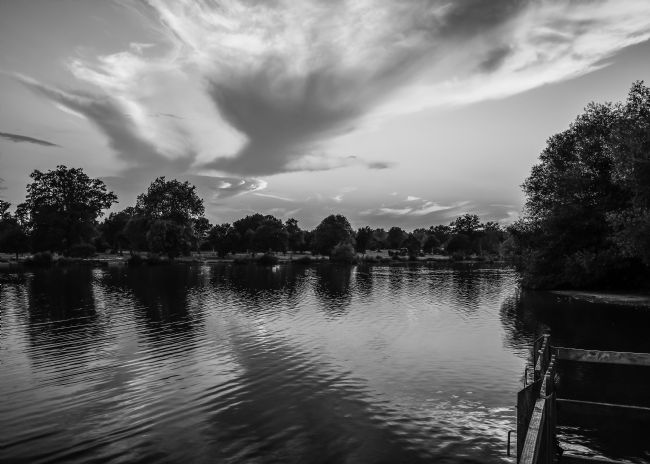 Mike Carroll | Lake at Sunset Black and White