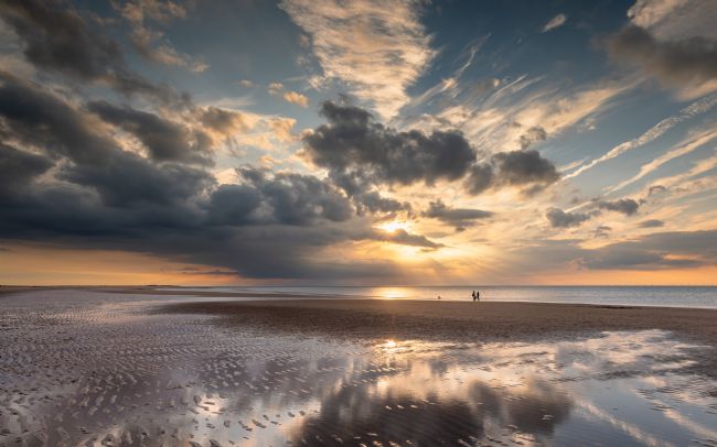 David Powley | Sunset Reflections on Brancaster Beach