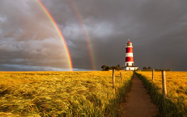 David Powley | Double Rainbow Over Happisburgh Lighthouse