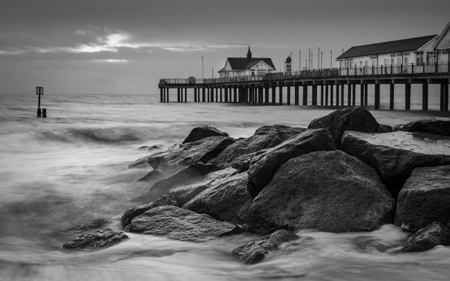 David Powley | Southwold Pier at Dawn Mono