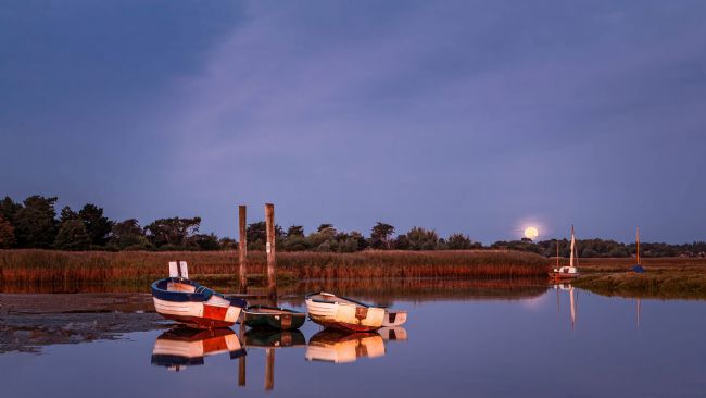 David Powley | Moon light at Brancaster Staithe