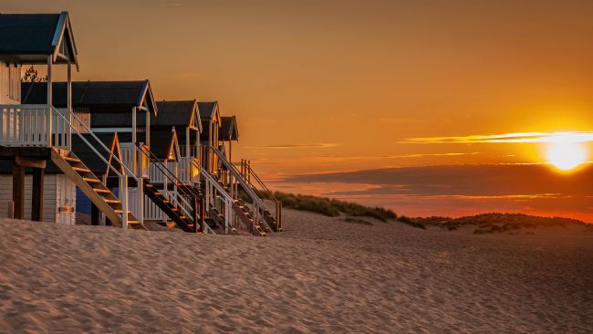 David Powley | Wells-next-the-sea Beach hut sunset