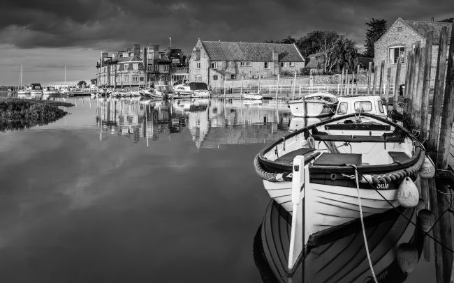 David Powley | Reflections at Blakeney Harbour Norfolk Monochrome