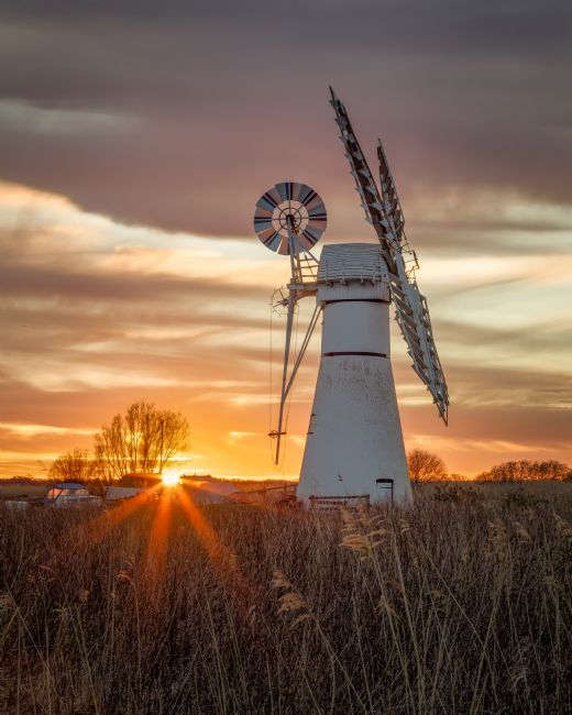 David Powley | Thurne Mill Sunburst Sunset