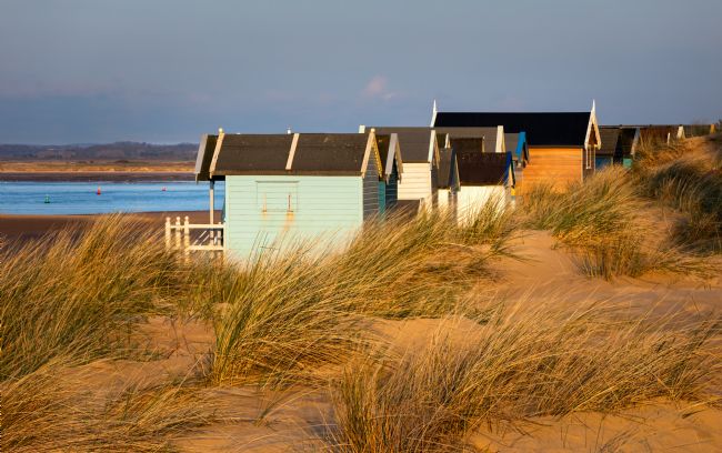 David Powley | Evening Light on the Beach Huts at Wells 