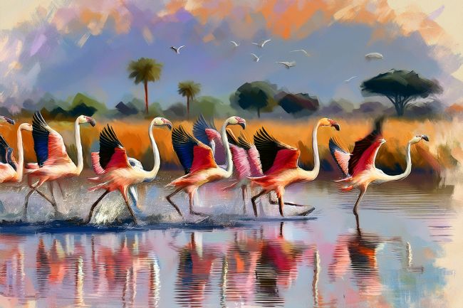Mary Fletcher | Flamingoes take off
