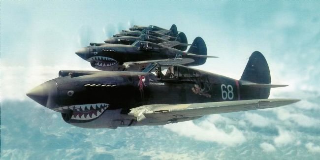 Chris Langley | Flying Tigers - Watercolour and Crayon