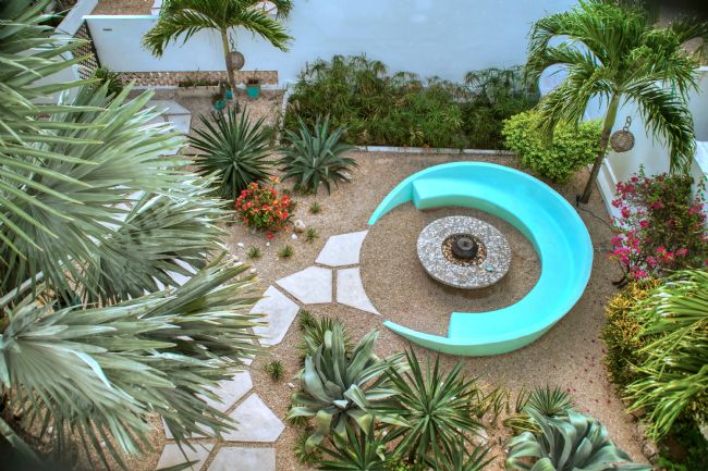 Chris Langley | The peaceful courtyard at Playa 55, Celestun, Yucatan