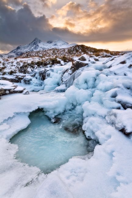 Barbara Jones |  Sgurr Nan Gillean and Frozen Waterfall  Sligachan Isle of Skye