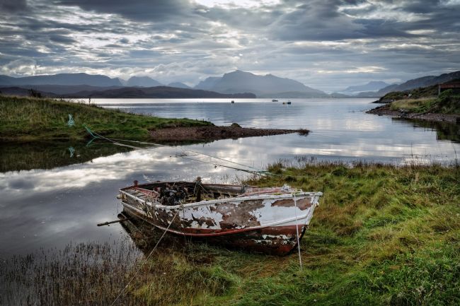 Barbara Jones | Loch Ewe Old Abandoned  Boat Wester Ross Scotland