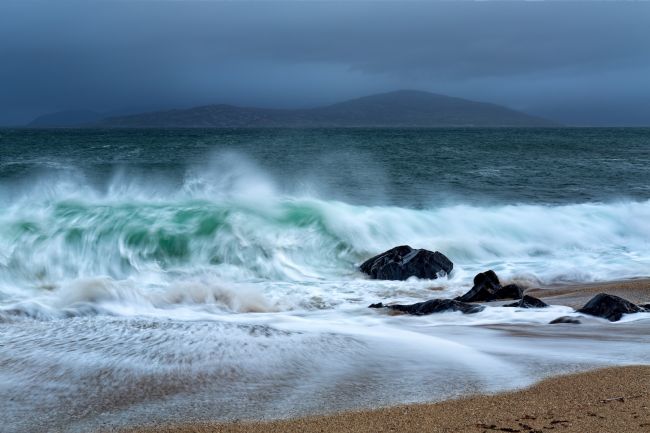 Barbara Jones | Bagh Steinigidh and Taransay Moody Sky Isle of Harris
