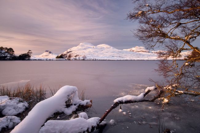 Barbara Jones | Loch Cul Dromannan Winter Sunset Assynt Scotland