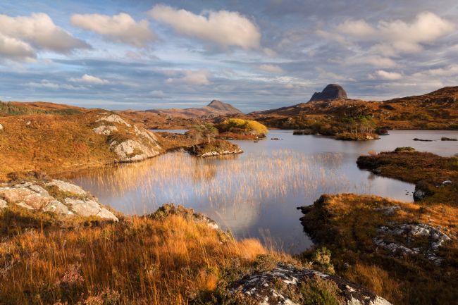 Barbara Jones | Suilven and Canisp Loch Druim Suardalain Assynt Scotland.