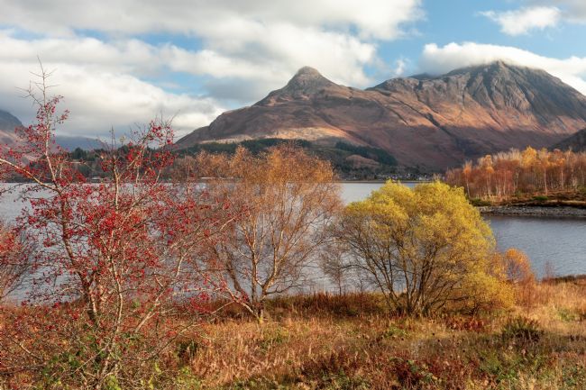 Barbara Jones | Pap of Glencoe in Autumn Loch Leven Scotland.
