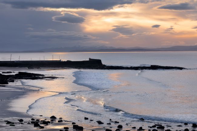 Barbara Jones | Hopeman Beach and Harbour Wall at Sunset Moray