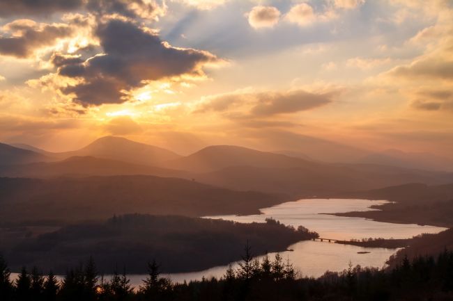 Barbara Jones | Glen Garry Viewpoint at Sunset Invergarry Scotland.
