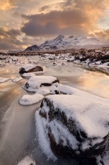Barbara Jones | Sligachan Frozen River in Winter Isle of Skye Scotland