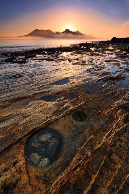 Barbara Jones | Laig Bay Misty Sunset Isle of Eigg  Scotland