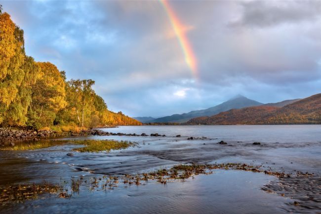 Barbara Jones | Loch Rannoch Rainbow over Schiehallion Perthshire Scotland.