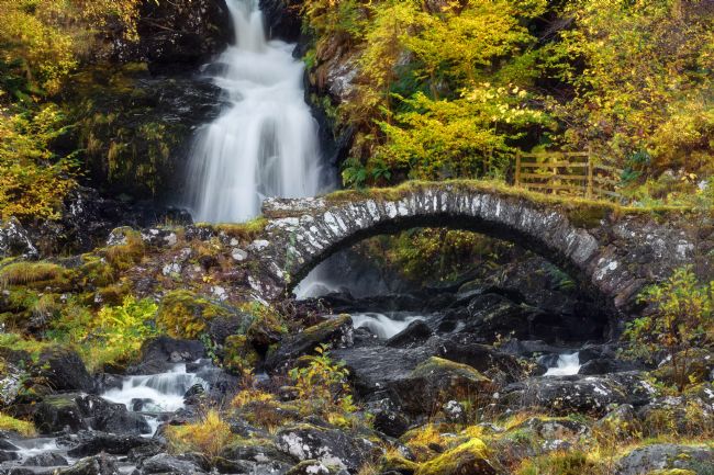 Barbara Jones | Glen Lyon Waterfall and Roman Bridge Perthshire Scotland.